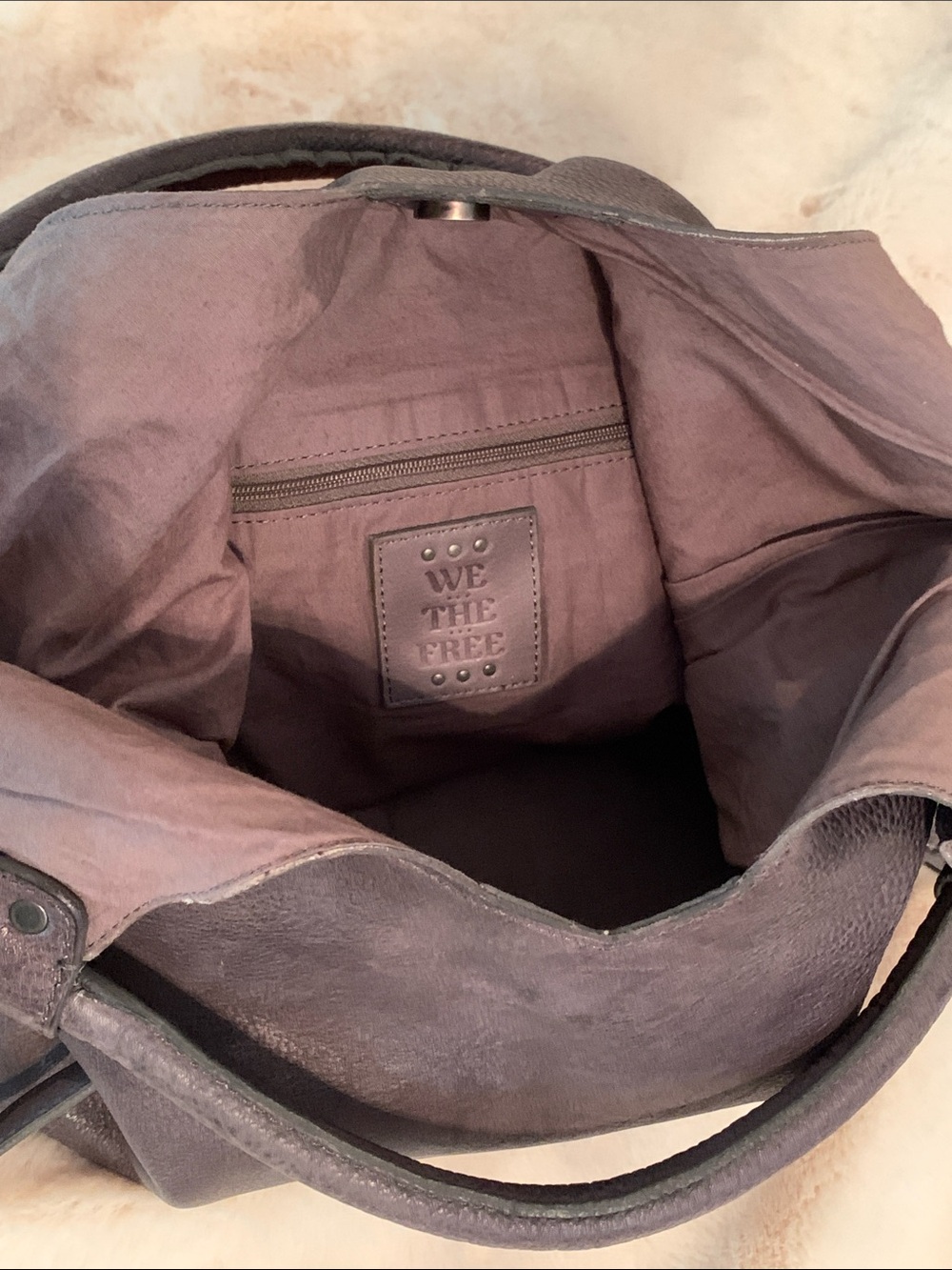 Free People Valencia Leather Tote Crossbody Gray - Picture 8 of 13